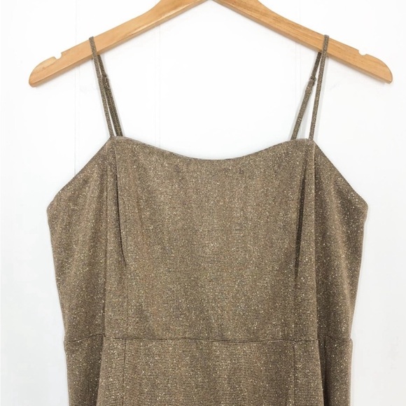 Lulus Metallic Gold Glitter Mermaid Maxi Dress Searching For You LMZ102 Size XL - Picture 3 of 8